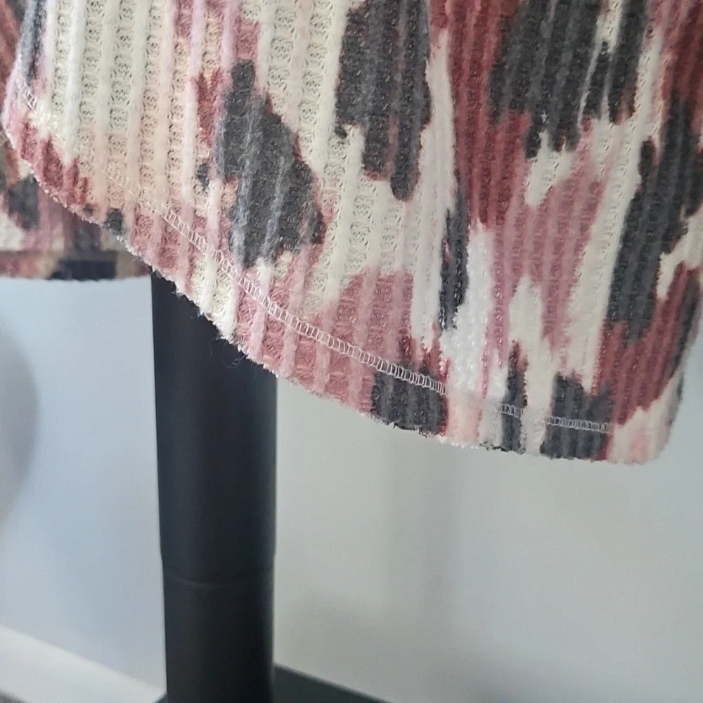 LuLaRoe Kristen Maroon, Pink, and Black Print Cowl Neck Blouse